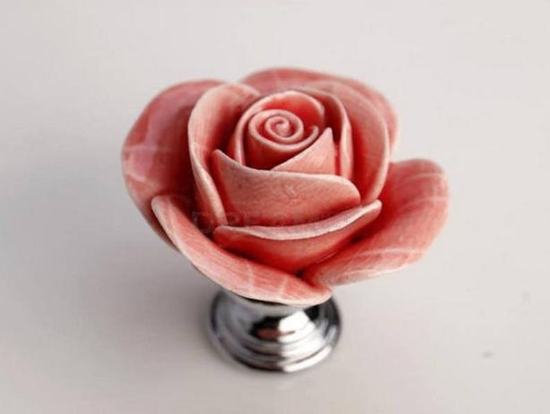 Pink Rose Knobs Dresser Knobs Ceramic Drawer Knobs Pulls Handles Unique Cabinet Knobs Pull Handle Hardware