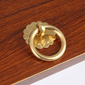 Antique Bronze Drop Ring Handles Pulls Drawer Pulls Handles Knobs Dresser Knob Dark Rustic Cabinet Door Pulls Flower Pull Ring Handle Knobs image 4