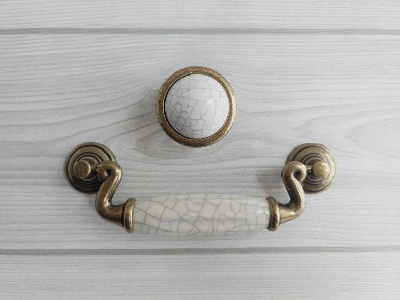 4 5 Antique Dresser Drawer Pull Handles White Image 0