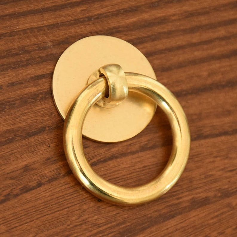 Drop Hanldes Ring Drawer Pulls Handle Bright Brass Knobs Etsy