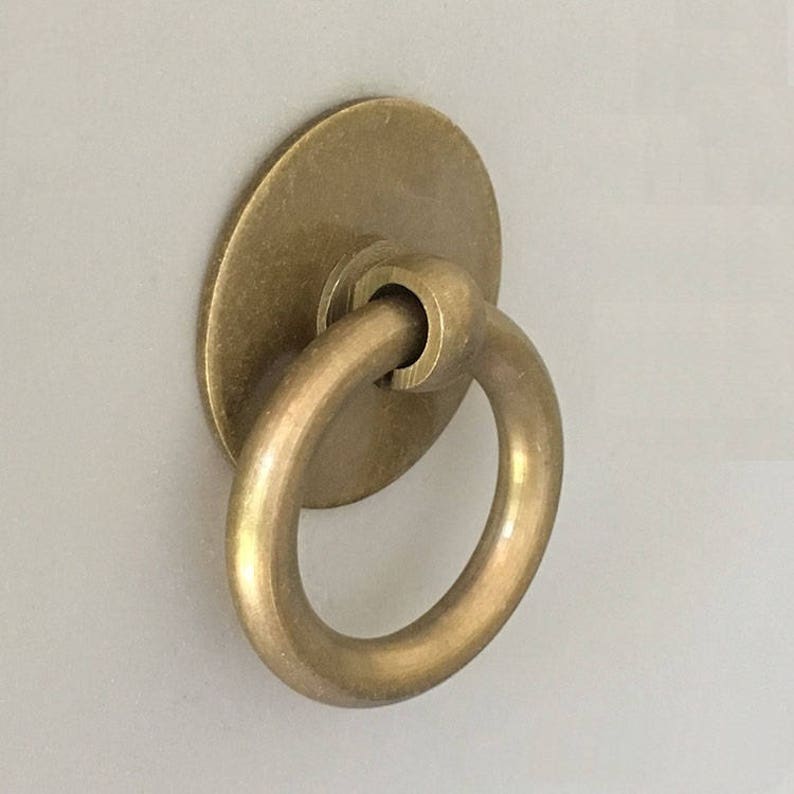 Drop Hanldes Ring Drawer Pulls Handle Bright Brass Knobs Etsy