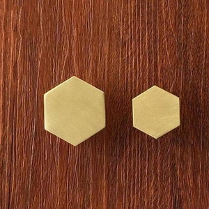 Hexagon Brass Knob Chic Kitchen Cabinet Pulls Drawer Knob Modern Pull Handles Dresser Knobs Pulls Unique Door Knob Handle Furniture Hardware image 2
