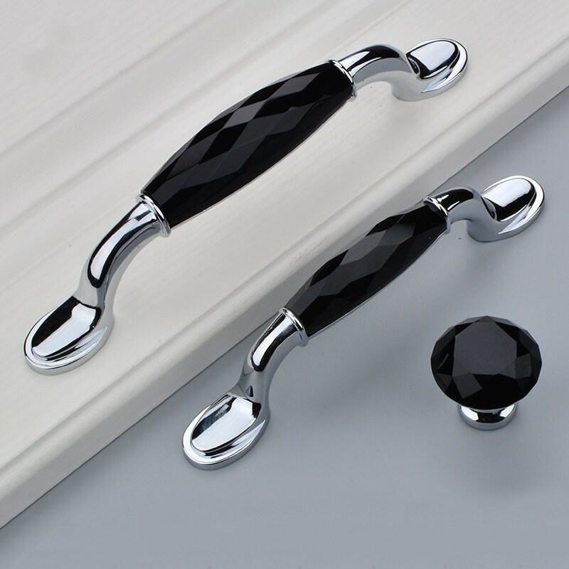 Silver Glass Dresser Pulls Drawer Pull Handles Crystal Etsy