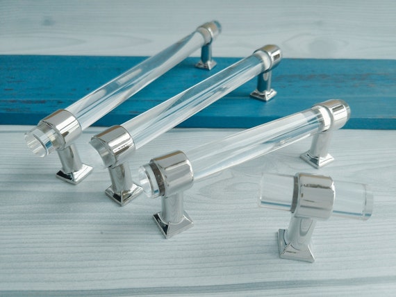 Adjustable Holes Space Acrylic Drawer Pull Handles Knobs Clear Etsy
