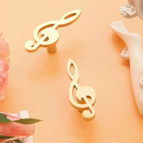 Music Note Knobs Pulls Brushed  Brass Handles Knobs Drawer Handles Knobs Brass Door Knobs Pulls Wardrobe Knobs Handles Furniture Hardware