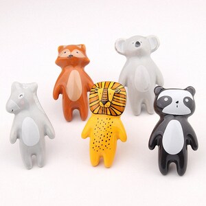 Dibujos animados León Panda Zorro Gris Burro Koala Tiradores Perilla Tiradores de cajones para niños Tiradores de gabinetes de cocina Tiradores de manijas de latón Herrajes para muebles