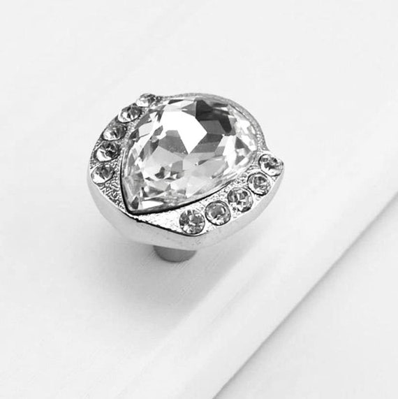 Shabby Dresser Knobs Clear Crystal Cabinet Knob Pull Handle Etsy