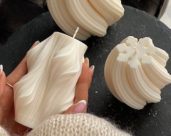Decorative candles Set of 4, Sculpture candles Waves, Modern candles, Unscented candles, Shaped Candles, Handmade candles, Soy candles