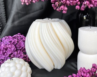 Soy wax candle Ball with waves, Modern candle Wave candle, Aesthetic candle, Woman candle, Sculpture candle, New home gift,Decorative candle