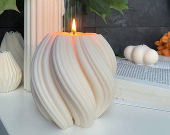 Soy wax candle Small ball, Decorative Ball with wave, Gift for women, Woman candle, Christmas gift, Minimalist candle, Handmade gift, Candle