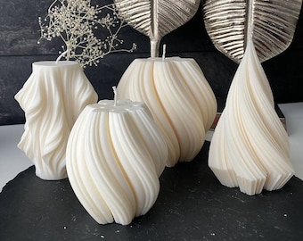 Juego de velas de 4, Velas de soja Olas, Juego de regalo de velas de soja, Velas, Velas decorativas, Juego de regalo para ella, Velas de soja únicas, Velas de pilar