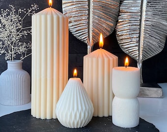 Decorative candle Set of 4 Columns, Modern candle, Soy candle set, Organic candle, Home decor candle, Gift for her, Handmade gift,Candle set