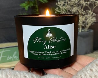 Christmas Gift Candle Merry Christmas, Personalised gift, Soy wax candle, Christmas Unscented Candle, Vegan candle, Christmas present,Candle