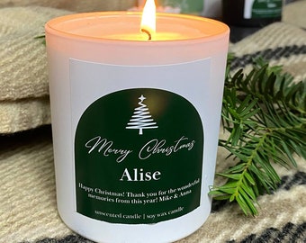 Christmas Candle Merry Christmas, Personalized gift, Vegan candle, Unscented Candle, Luxury candle, Christmas gift for her, Gift box candle