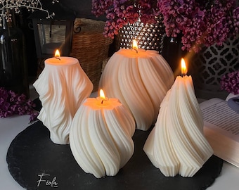 Soy candle Set of 4, Modern candles Waves, Soy candle gift set, Sculpture candle, Unique candles, Handmade candle, Woman candle, Gift set
