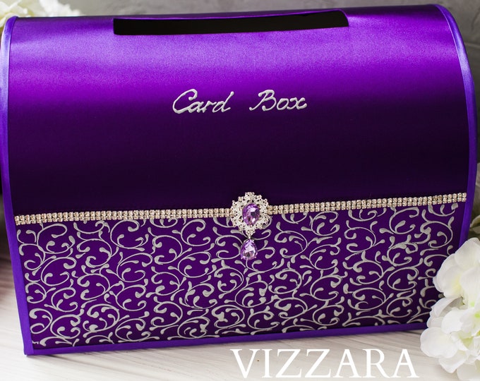 Wedding Card Box Purple Wedding Card Boxes for Wedding Grey Etsy