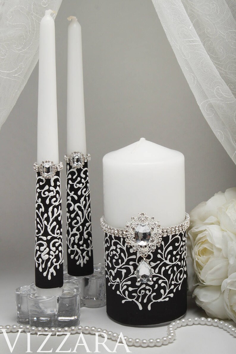 Unity Candles Black and White Weddings Wedding Unity Candles Etsy