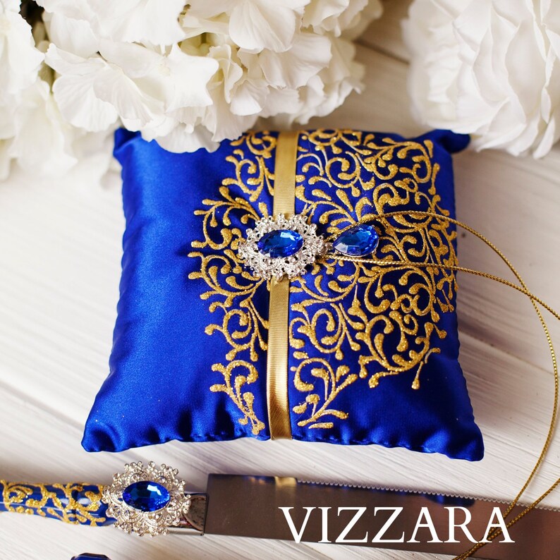 Ring Bearer Pillow Royal Blue Wedding Wedding Ring Pillow Etsy