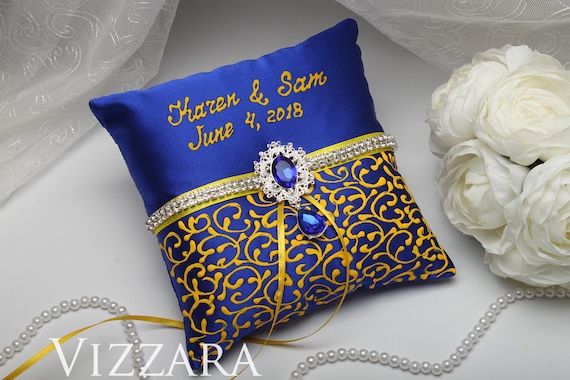 Burlap Ring Bearer Pillow Royal Blue Wedding Ring Bearer Etsy