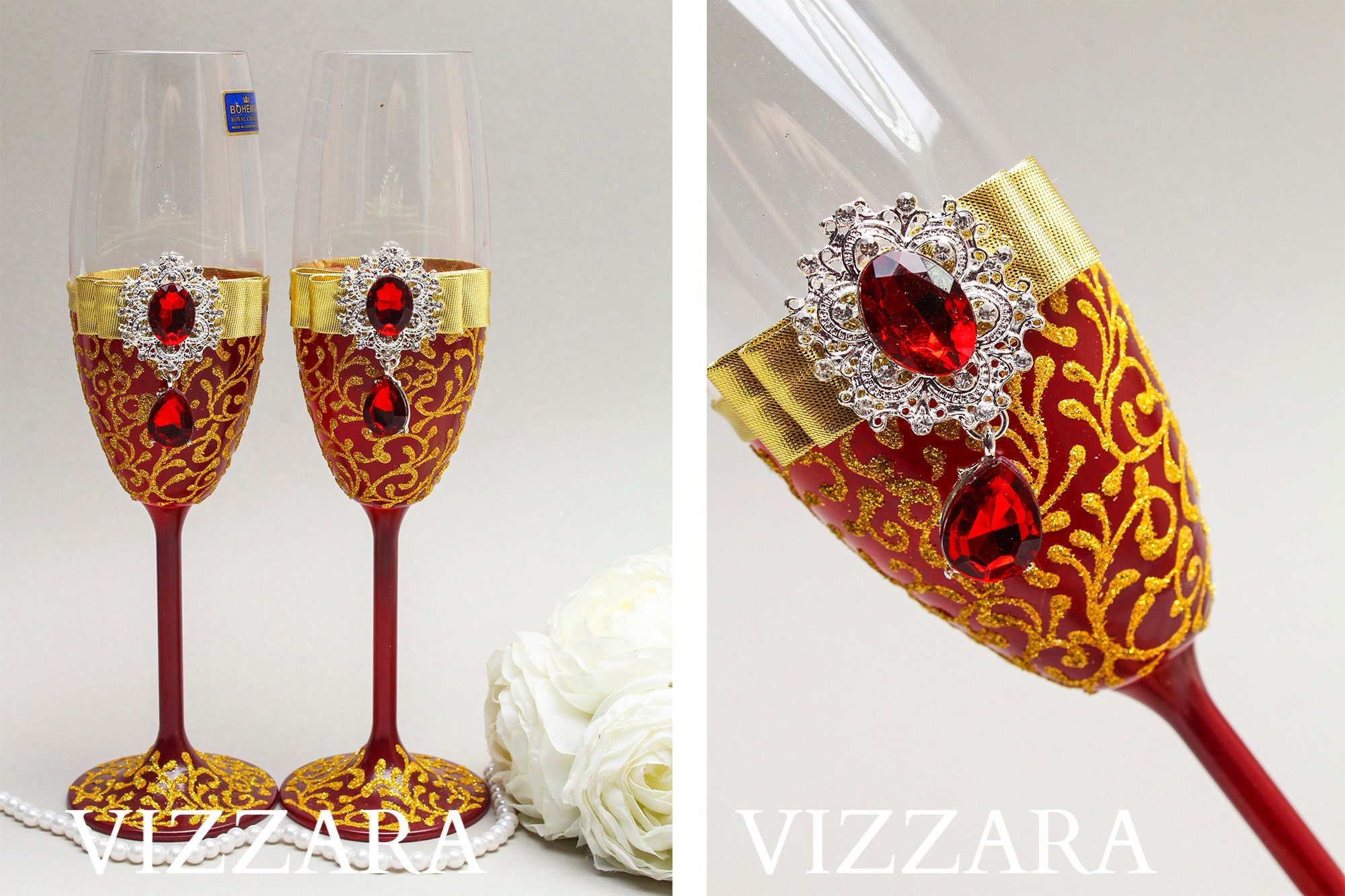 Wedding Cake Serving Sets Burgundy and Gold Wedding Wedding Etsy