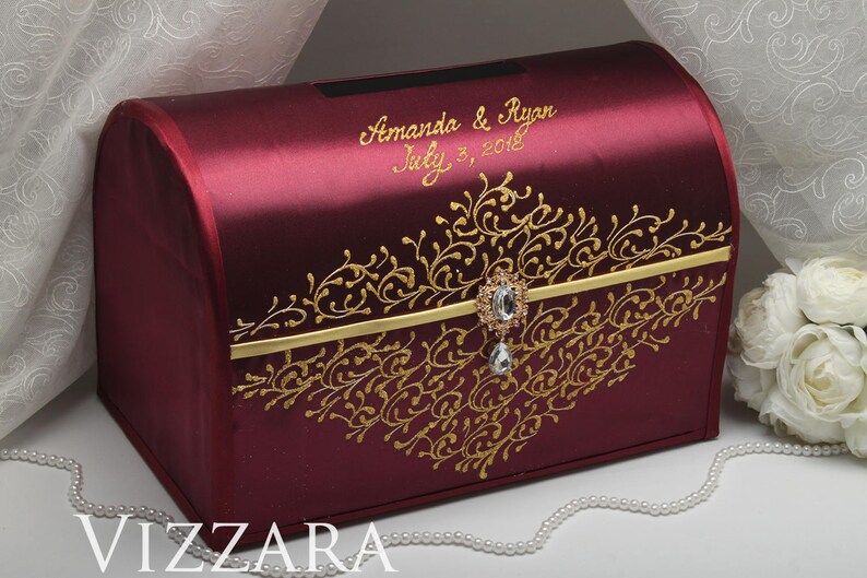 Wedding Money Boxes Burgundy Wedding Money Box For Wedding Etsy