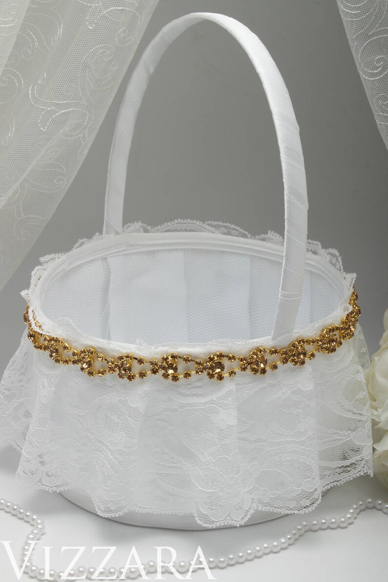 Gold Wedding Flower Girl Basket Gold Wedding Basket Blush Etsy