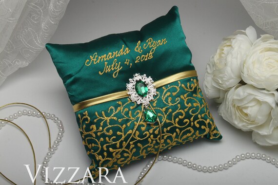Ring Bearers Pillows Green Wedding Burlap Ring Bearer Pillow Etsy