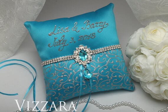 Ring Bearer Pillow Turquoise Wedding Burlap Ring Bearer Pillow Etsy