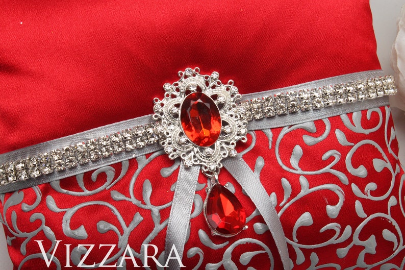 Ring bearers pillows The red wedding Handmade ring bearer pillow Red and grey wedding Ring bearer pillow alternatives Grey and red wedding