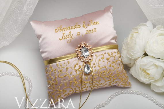 Ring bearers pillows Blush gold wedding 