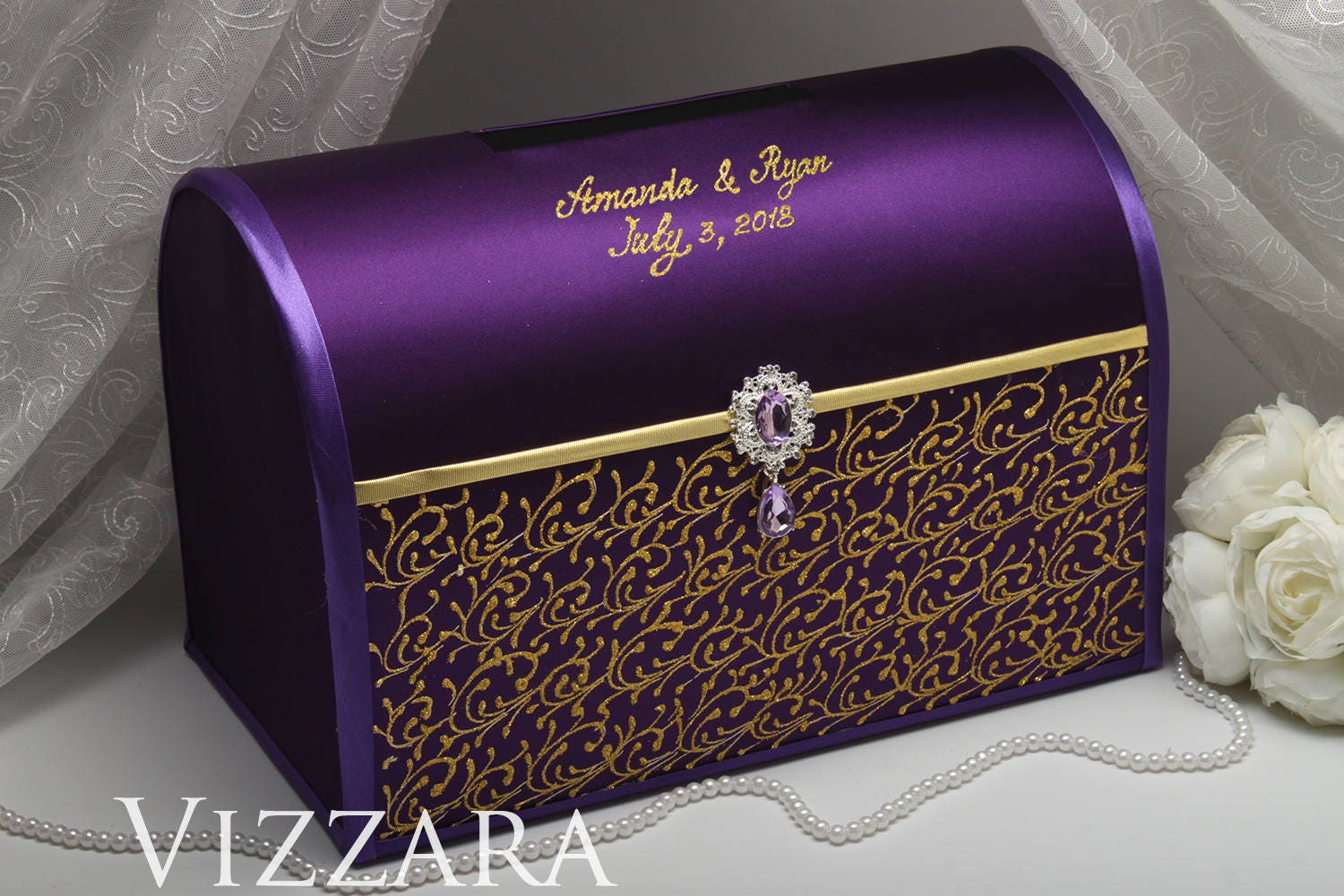Wedding Envelope Box Purple Weddings Wedding Envelope Boxes Etsy