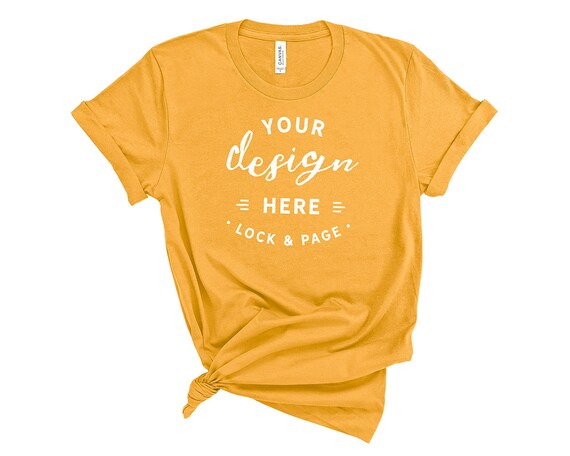 Bella Canvas 3001 Gold T-Shirt Mockup Simple Plain White Bella Canvas 3001 Gold T-Shirt Mockup Simple Plain White