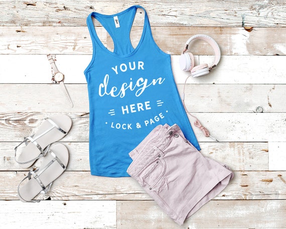 Next Level 1533 Tank Top Mockup Turquoise Blue Flat