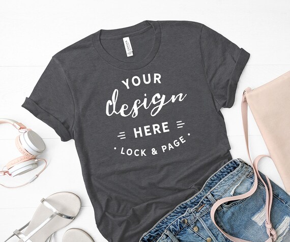 Bella Canvas 3001 Heather Storm Grey T-Shirt Mockup Flat Bella Canvas 3001 Heather Storm Grey T-Shirt Mockup Flat