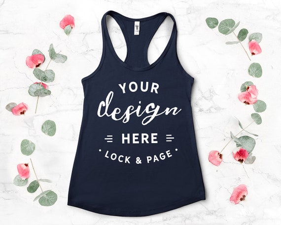 Next Level 1533 Mockup Midnight Navy Floral Flat Lay
