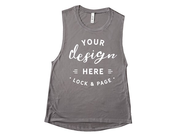 Storm Bella Canvas 8803 Mockup Tank Top Flat Lay Storm Bella Canvas 8803 Mockup Tank Top Flat Lay