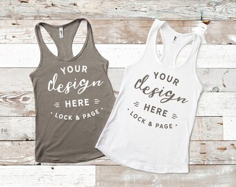 Download Next Level 1533 Warm Grey Mockup Racerback Women's White ...