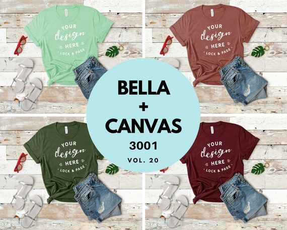 Bella Canvas 3001 Bundle T-Shirt Mockup Flat Lay Collection Bella Canvas 3001 Bundle T-Shirt Mockup Flat Lay Collection