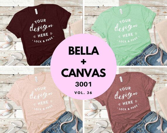 Mockup T-Shirt Bundle Bella Canvas 3001 T-Shirt Bundle Heather