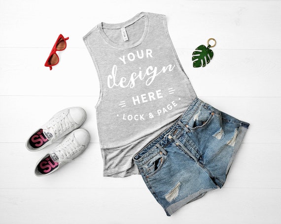 Bella Canvas 8803 Mockup Athletic Heather Muscle Tank Top