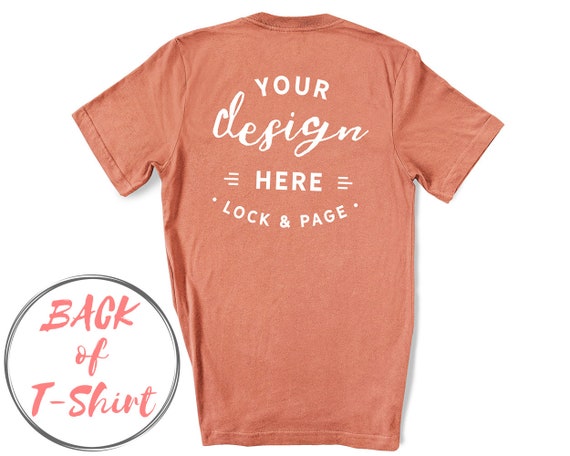 Back Of T-Shirt Mockup Sunset Bella Canvas 3001 On Back Of T-Shirt Mockup Sunset Bella Canvas 3001 On