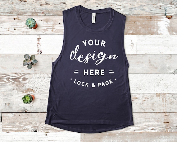Bella Canvas 8803 Midnight Navy Mockup Flowy Scoop Muscle