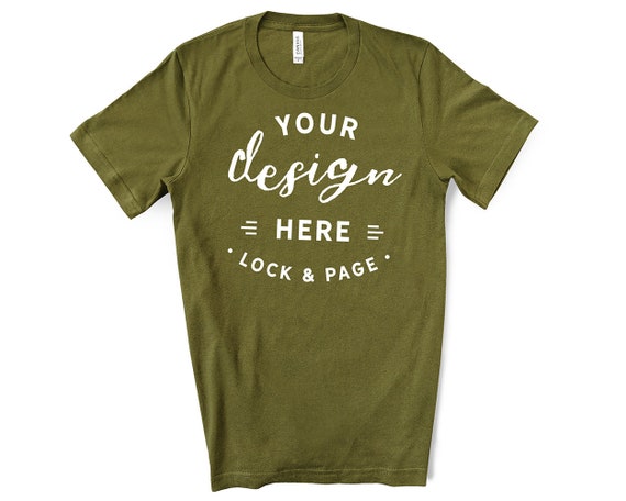 Mens Bella Canvas 3001 Olive T-Shirt Mockup Simple Plain Mens Bella Canvas 3001 Olive T-Shirt Mockup Simple Plain