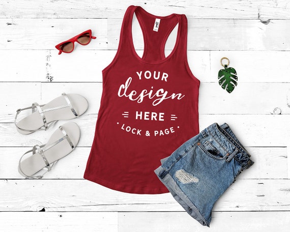 Scarlet Next Level 1533 Tank Top Mockup Red Flat