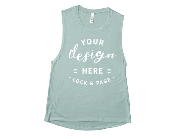 Basic Tank Top Mockup Bella Canvas 8803 Dusty Blue