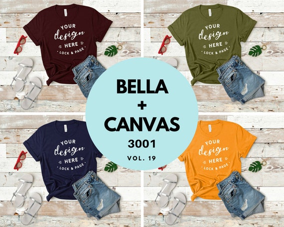 3001 Bella Canvas Bundle T-Shirt Mockup Flat Lay Collection