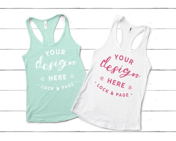 Next Level 1533 Mockup Mint Green And White Racerback