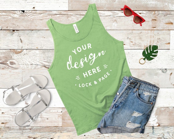 Download Jersey Tank Top Mockup Bella Canvas 3480 Leaf Flat Mockups Design Free Psd Templates PSD Mockup Templates