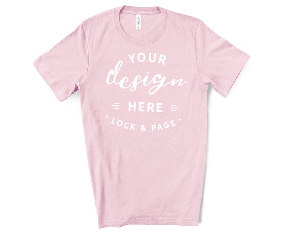 Download Free Mens Bella Canvas 3001 Pink T-Shirt Mockup Simple ...