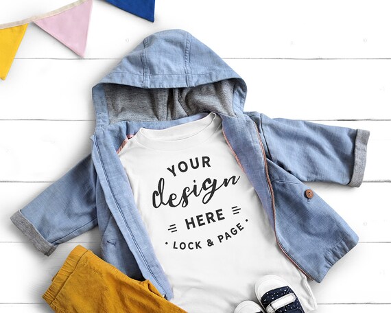 White Bella Canvas 3001t Toddler T-Shirt Mockup Unisex Short